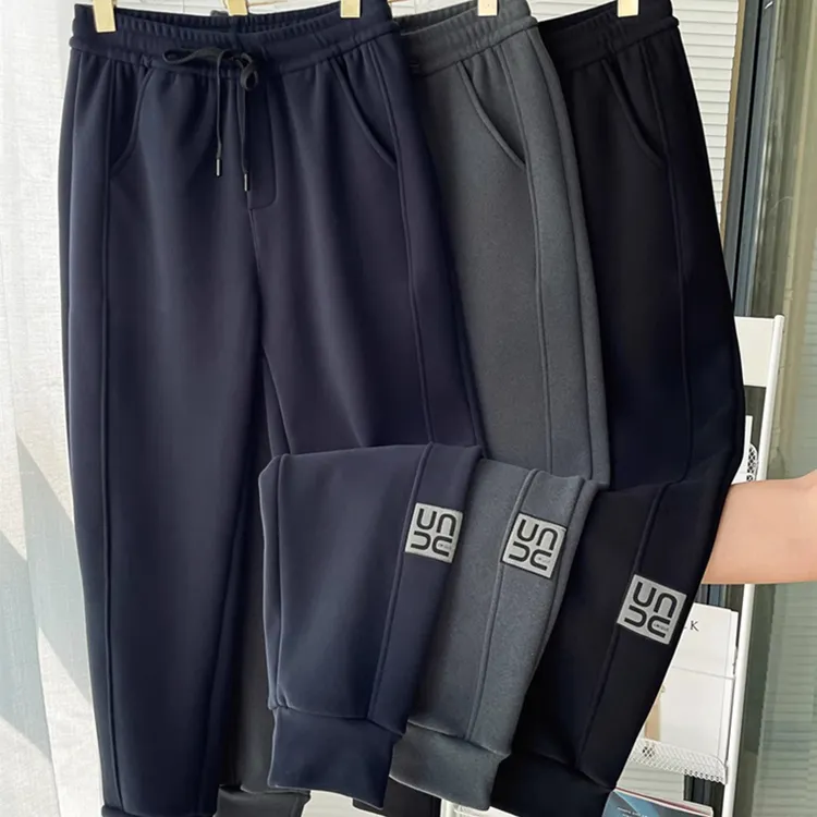 975新款加绒加厚十级防风裤男士秋冬季宽松束脚休闲裤子