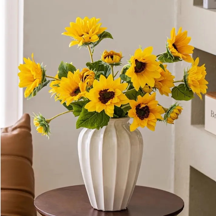 仿真向日葵花束高级太阳花仿真花摆件逼真干花绢花客厅桌面摆设