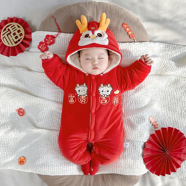 新生婴儿连体衣服秋冬套装加厚夹棉保暖冬季宝宝哈衣外出抱衣冬装