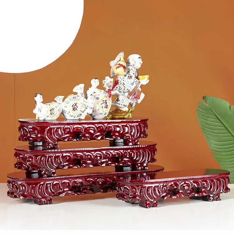 长条根雕实木奇石花盆佛像盆栽底座椭圆形木托架工艺品底托可挖槽