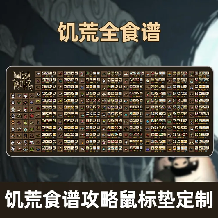 饥荒食谱鼠标垫超大加厚带属性定制同款攻略菜谱秘籍桌垫笔记本垫
