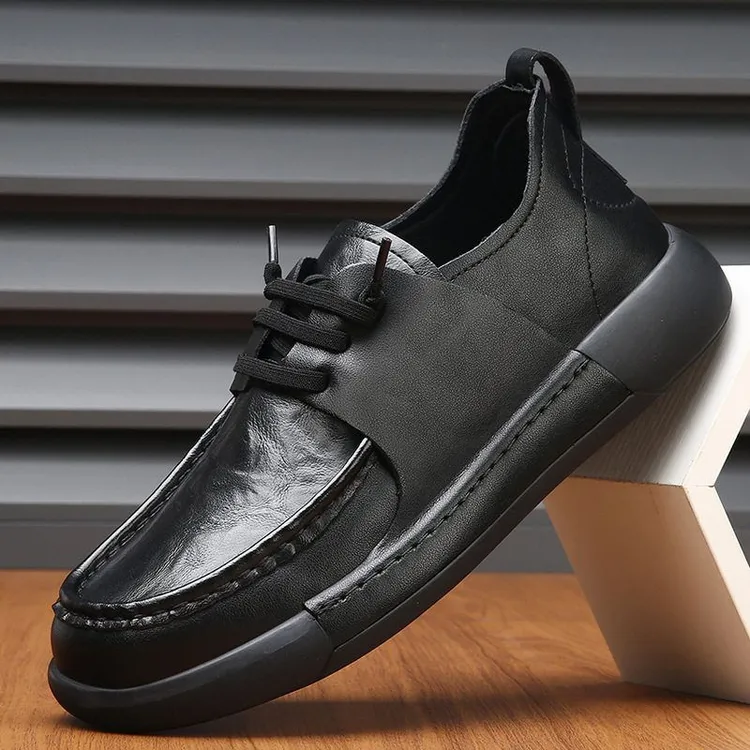 真皮男鞋子2025秋冬季新款保暖棉鞋软面厚底百搭男士加绒休闲皮鞋