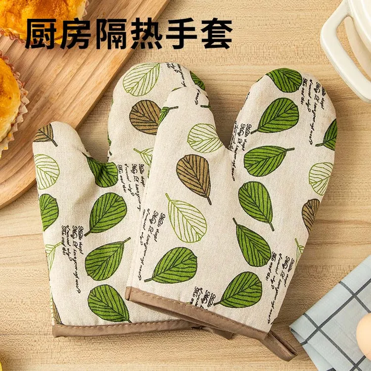 防烫手套棉麻隔热加厚厨房烤箱专用烘焙学生防滑耐高温微波炉烘培