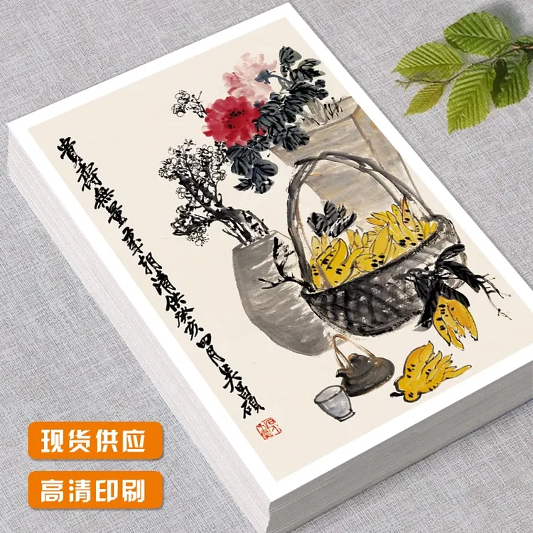 国画临摹画册名师吴昌硕花卉水果水墨画入门兴趣培训精选全套48幅