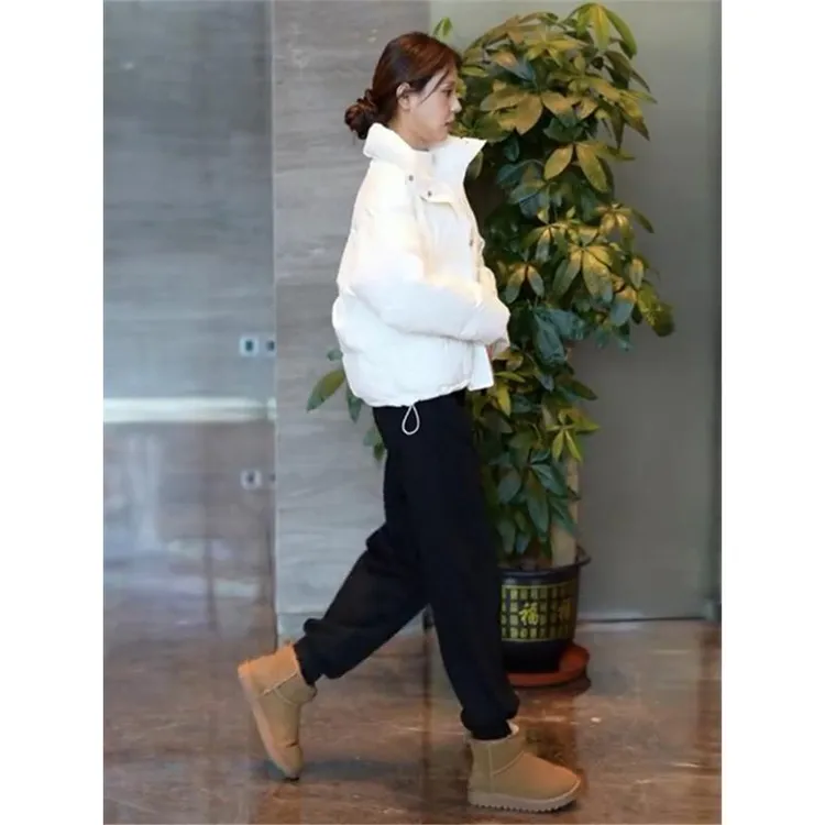 白色羽绒服女短款2025冬季新款韩版加厚90白鸭绒小个子面包服外套