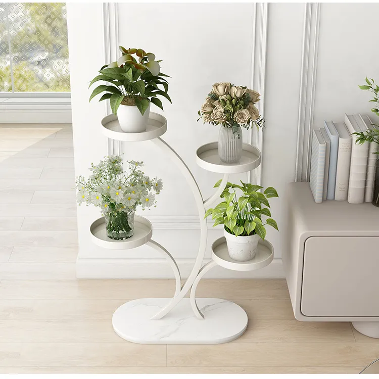 高端花架子客厅落地式阳台置物架多肉花架万向轮铁艺花架置物架