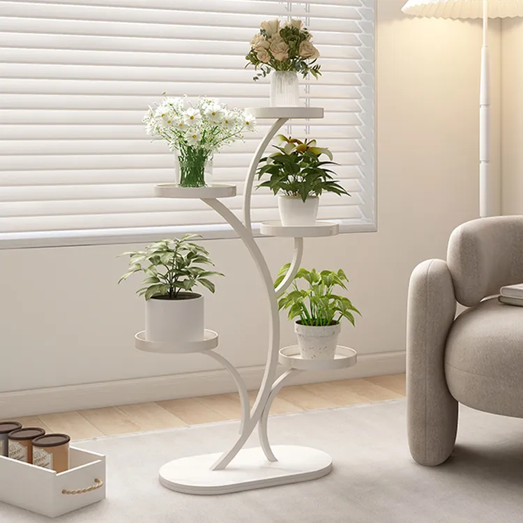 高端花架子客厅落地式阳台置物架多肉花架万向轮铁艺花盆托架多层