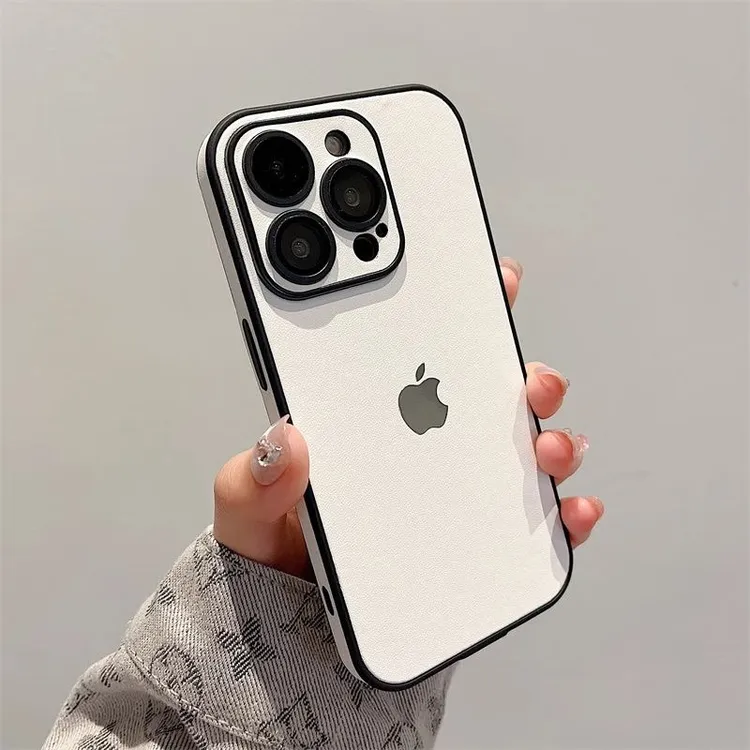 潮牌简约素皮纹适用苹果15promax手机壳时尚iPhone14个性13网红12