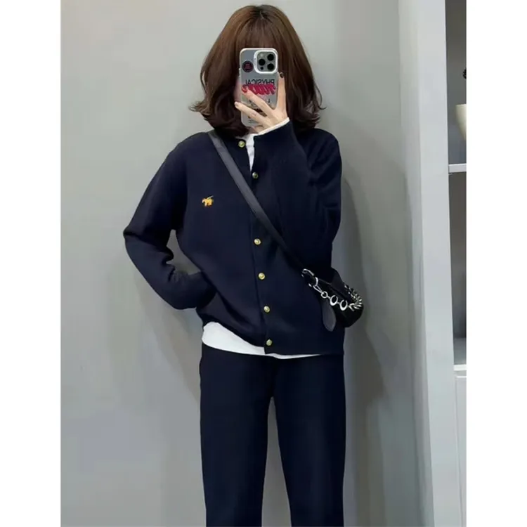 羊毛开衫女网红时尚外套气质休闲小香风上衣百搭圆领打底针织毛衣