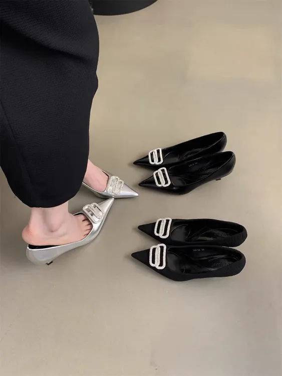 高级感名媛气质细跟高跟鞋2025春秋款法式尖头仙女温柔晚晚风单鞋