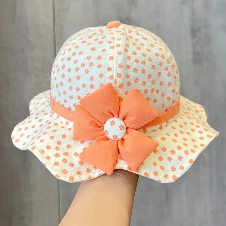 婴儿帽子春夏女宝宝公主渔夫帽可爱超萌春季女童盆帽棉质遮阳帽
