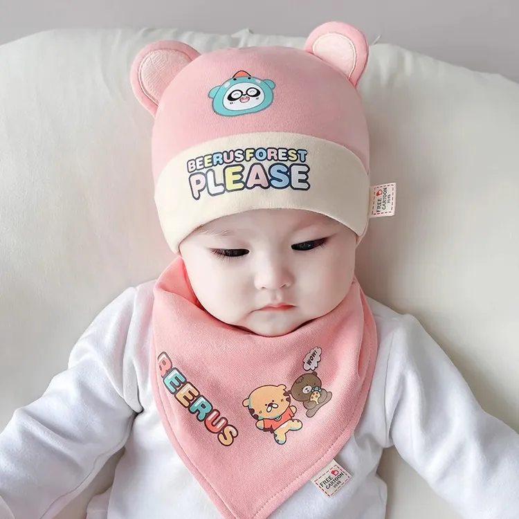 春秋款胎帽棉质秋新生儿婴儿帽子秋冬婴儿男女宝宝囟门帽 3-9个月