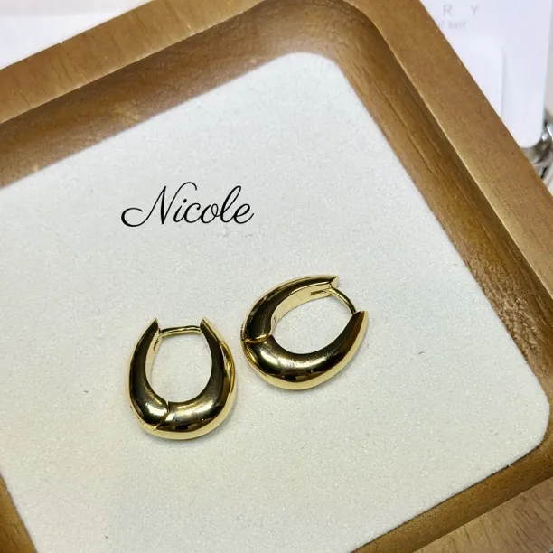 铜合金耳饰 耳环女日韩金色ins复古气质几何形法式欧美冷淡风小众