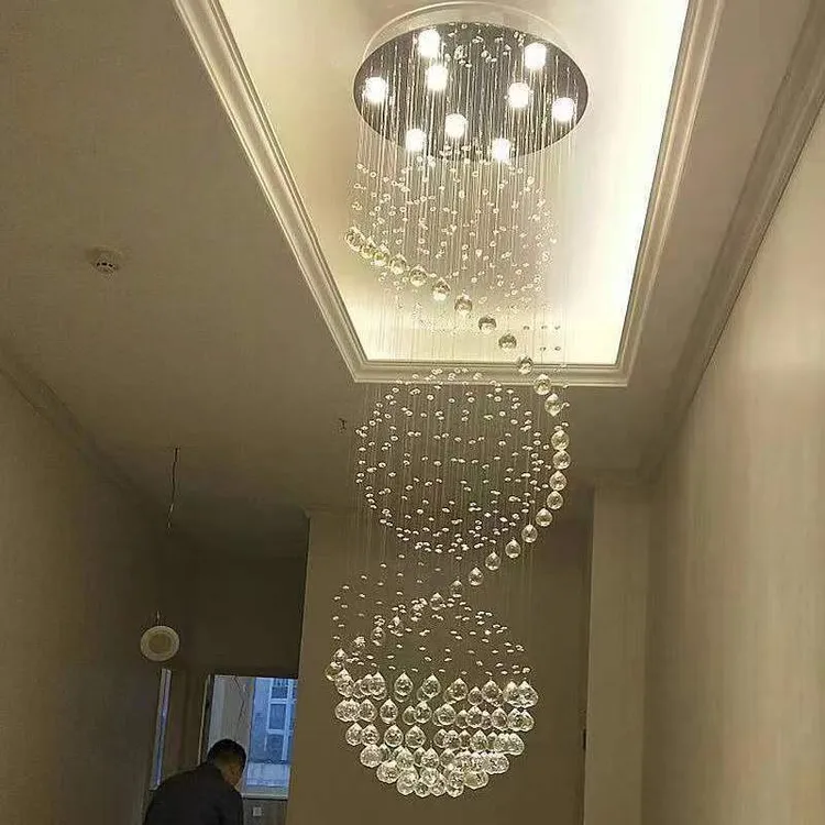 客厅水晶灯复式楼梯灯餐厅吊灯现代简约轻奢北欧别墅楼梯间家居长