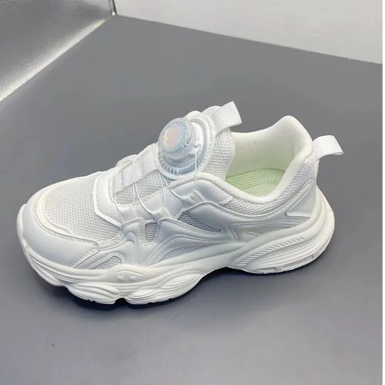 童鞋儿童白色运动鞋校园鞋男童白色运动鞋女童白色运动鞋时尚纽扣