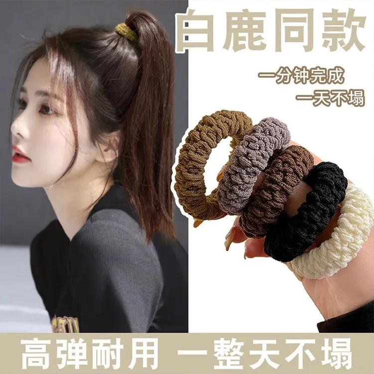 爆米花发绳2024秋冬新款女发圈加粗加宽高弹力发饰灌装高马尾头绳