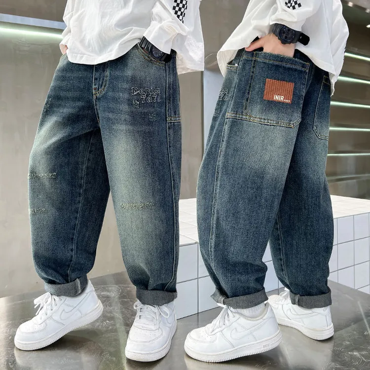 男童裤子牛仔裤春秋款2024新款大儿童春装炸街长裤薄款帅气时髦潮