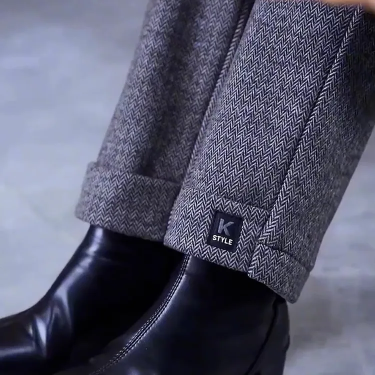 小个子毛呢裤子女今年流行的爆款裤子妈妈时髦九分直筒阔腿休闲裤