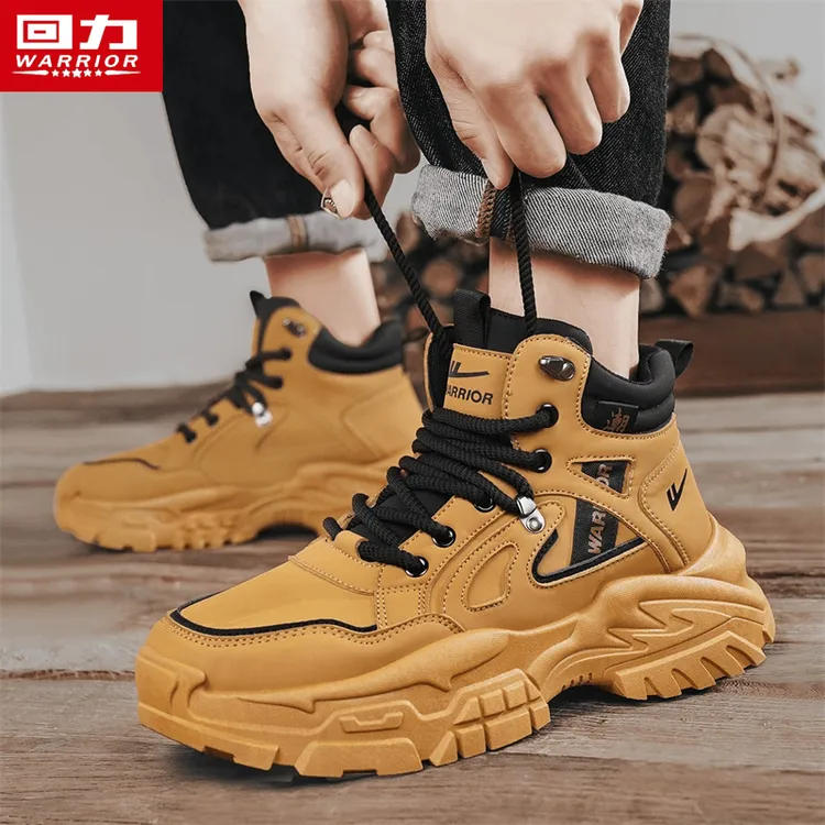 回力男鞋2025冬季马丁靴高帮英伦风户外工装大黄短靴爆款男士靴子