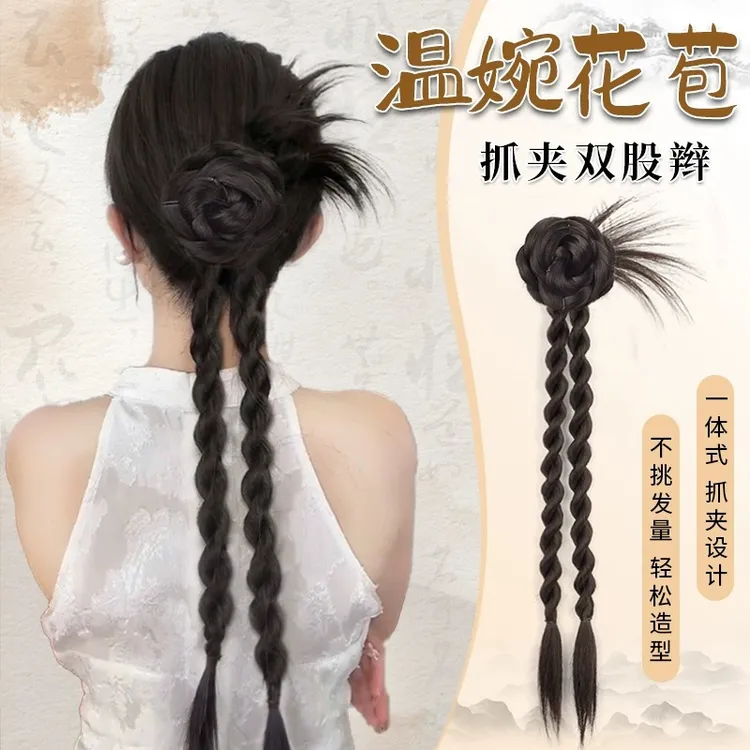 假发辫子女抓夹夏日ins麻花长辫头饰盘发扭扭辫仿真发假发辫马尾