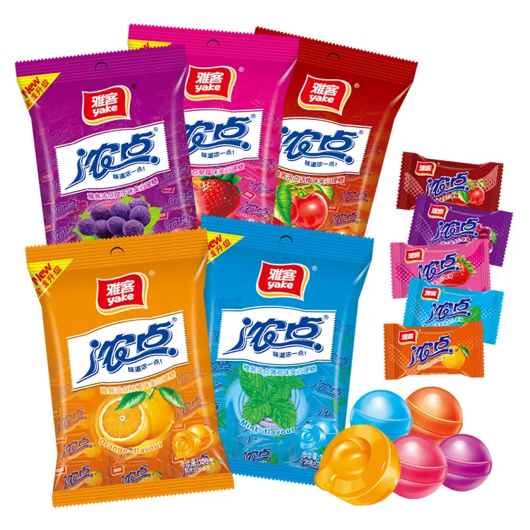 雅客浓点夹心硬糖100g袋装水果味糖果喜糖薄荷糖雅客什锦果味糖果