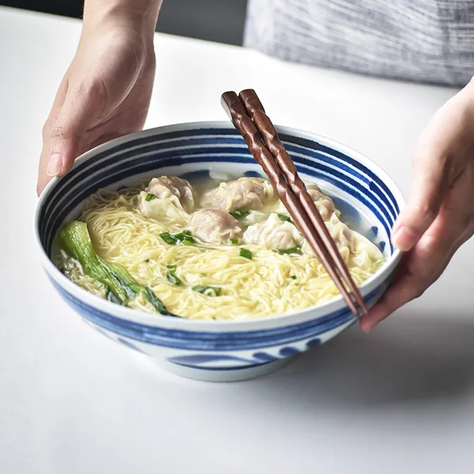 波佐见烧日本进口蓝海草陶瓷汤碗餐具釉下彩米饭碗面碗