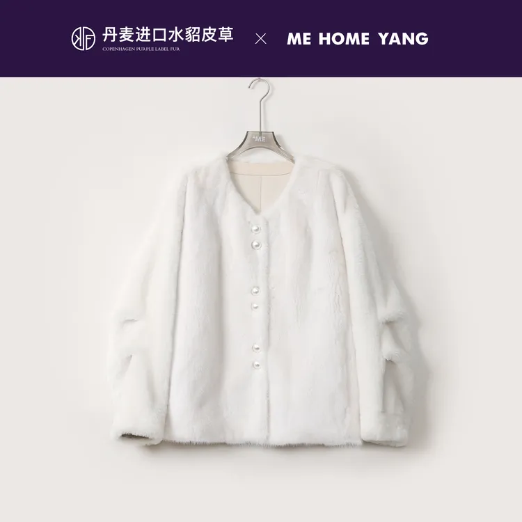 ME【赛霖娜】丹麦进口水貂毛皮+英国进口羊皮毛一体皮草MEQA4353