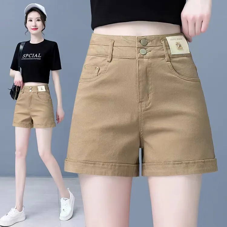 韩版宽松显瘦直筒牛仔短裤女夏季薄款高腰a字阔腿裤外穿工装热裤