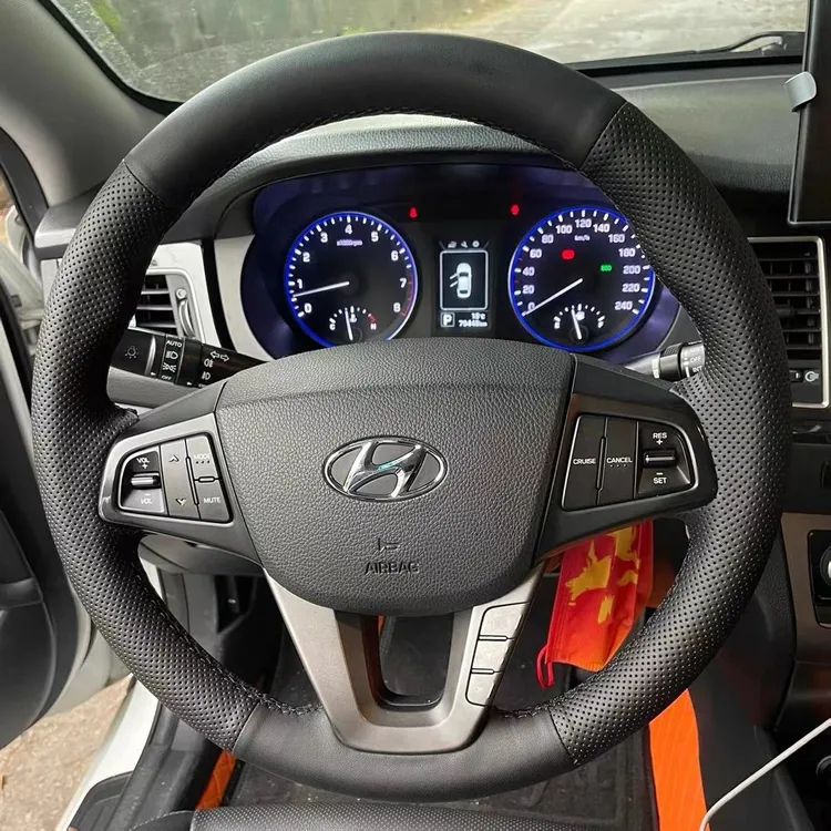 14-16-17-19款现代名图方向盘套真皮专车专用手缝把套全包围
