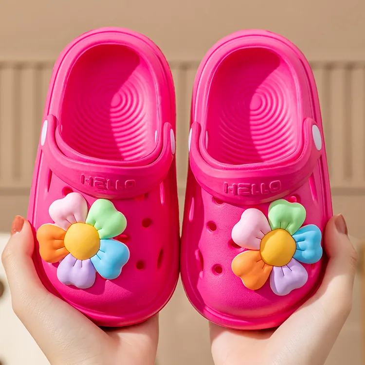 卡通可爱儿童洞洞鞋男女童夏季室内厚底防滑中小童宝宝沙滩凉拖鞋