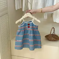 女童连衣裙2025夏季款女宝宝洋气格子背心裙女孩田园风气质公主裙