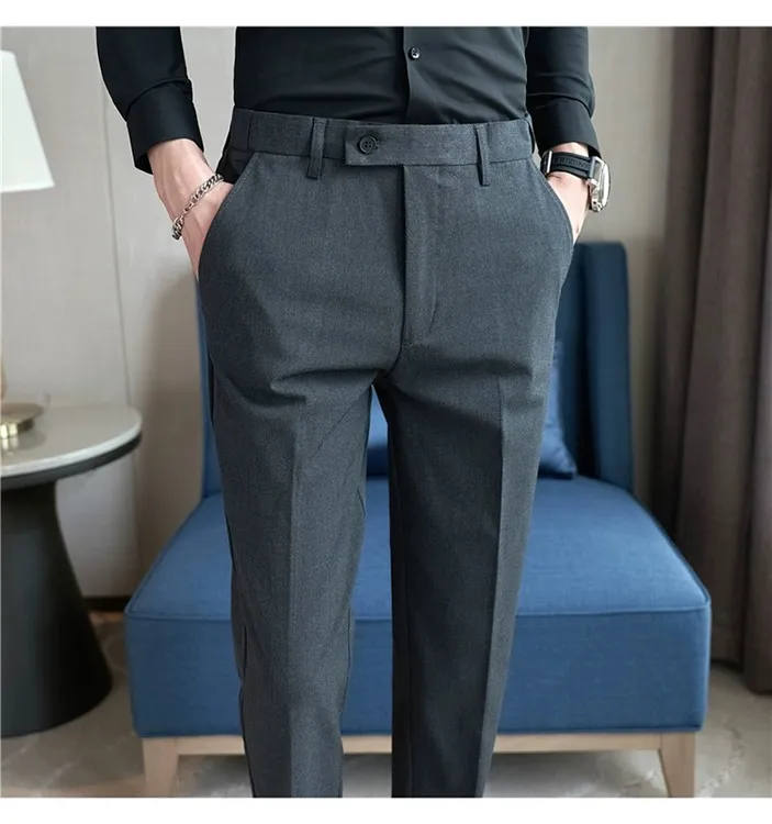秋季男士西裤小直筒修身弹力腰男裤商务休闲裤西裤男爆款2025新款