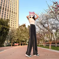 【高个子女士长裤】时尚高腰休闲显瘦拖地阔腿裤春夏垂感直筒