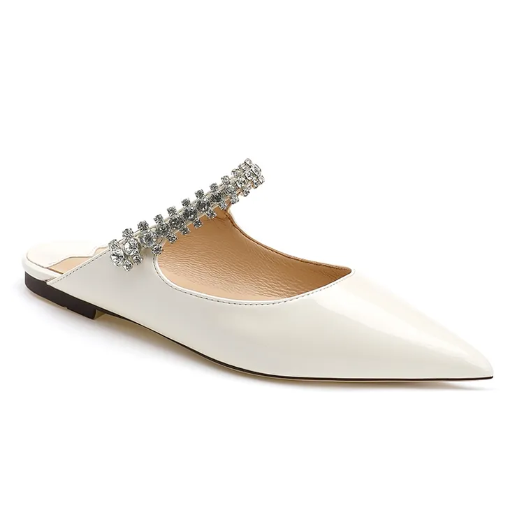 2024年春夏新款拖鞋女外穿尖头水钻平底穆勒鞋包头半拖大小码凉鞋