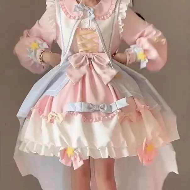 泡泡熊长袖设计心愿甜星甜心曰常洛丽塔公主裙