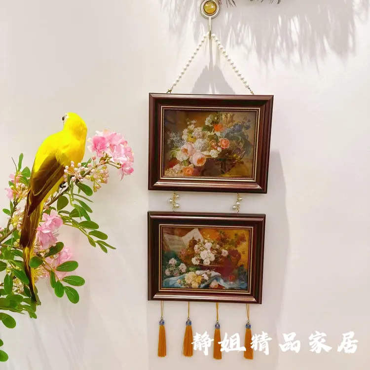 客厅挂画卧室床头画手工制作美式复古画