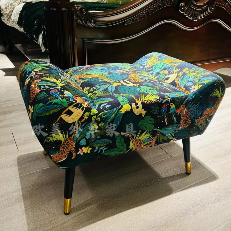 美式轻奢高端客厅沙发休闲凳床尾凳子儿童午睡凳子