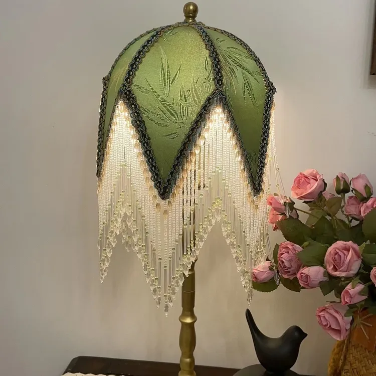 中式美式复古国风民宿乡村卧室客厅氛围台灯创意流苏床头灯