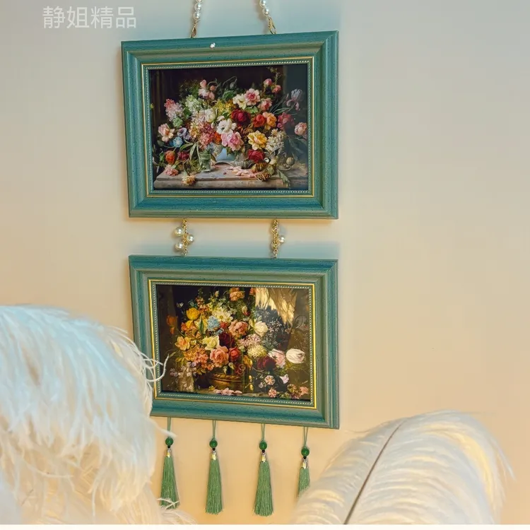客厅挂画卧室床头画手工制作美式复古画
