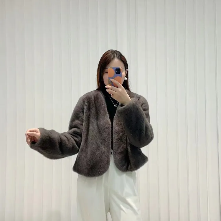 【QIANQIAN】2025新款进口天鹅绒水貂精致百搭年轻款貂皮大衣