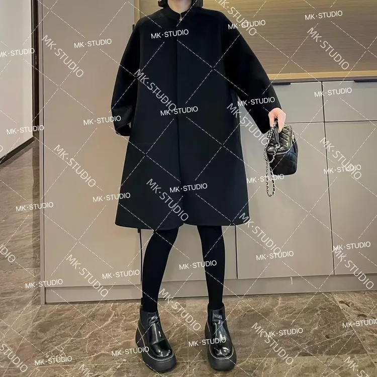 米可/MK-1494ZJ【小立领双面大衣】时尚休闲气质冬季新款双面大衣