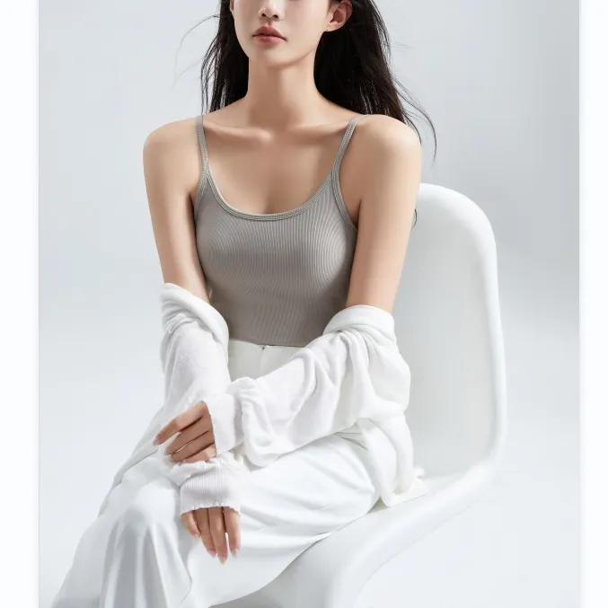 HOLF/哈夫 轻肌感罗纹一体式背心自带胸垫吸湿透气女舒适美背修身