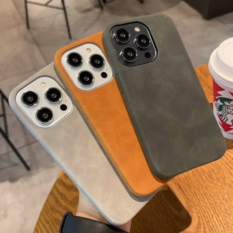 翻毛皮iPhone13适用苹果16promax手机壳11/12ProMax简约个性薄