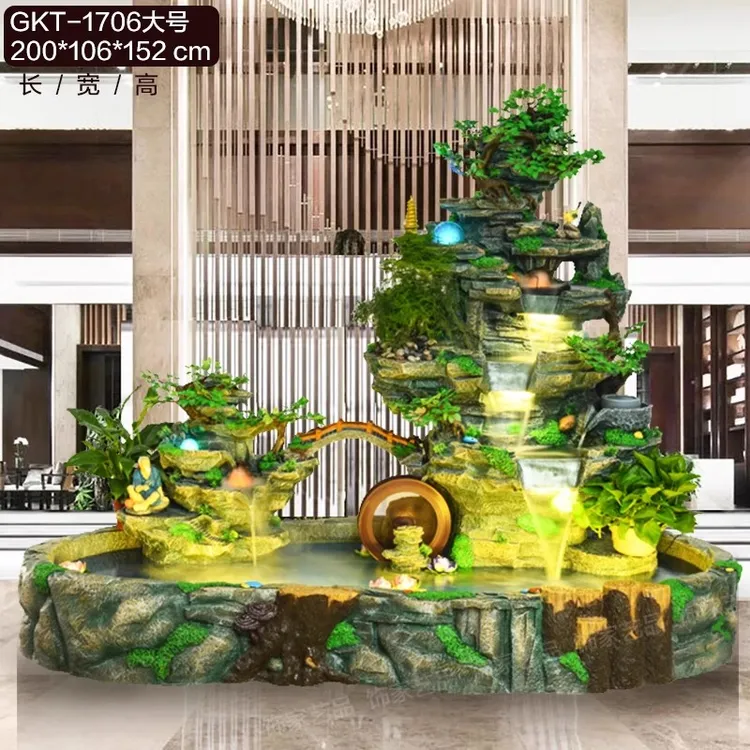 大型假山摆件循环水流水客厅造景鱼池庭院公司酒店开业招财1706