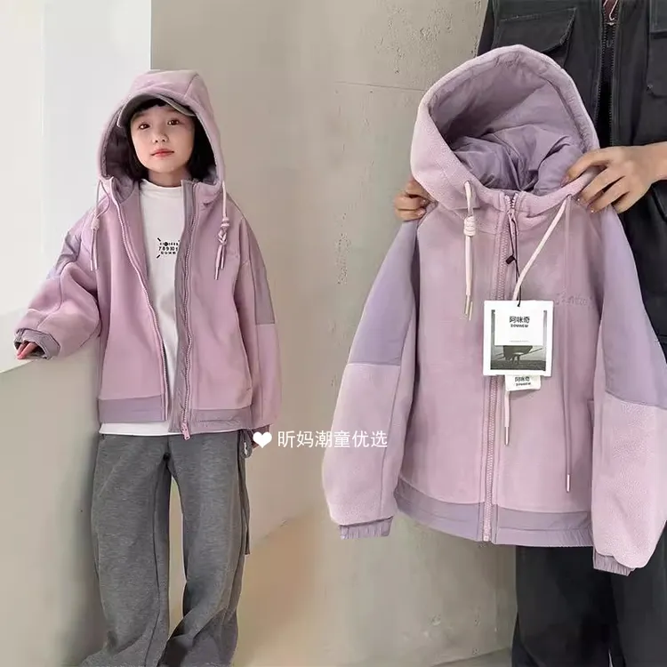 女童夹棉外套秋冬装2025新款爆款洋气中大童二层加厚棒球服上衣潮