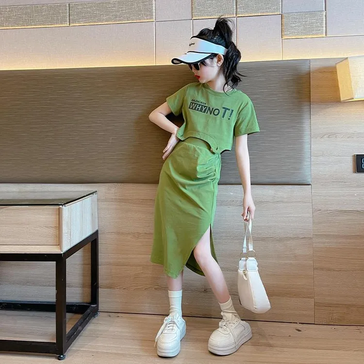 女童连衣裙夏季新款中大童洋气夏款裙装两件套儿童夏装时髦裙子潮