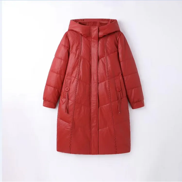 TUCANO/啄木鳥冬季加厚中长款连帽皮棉衣保暖女士气质皮棉衣1838