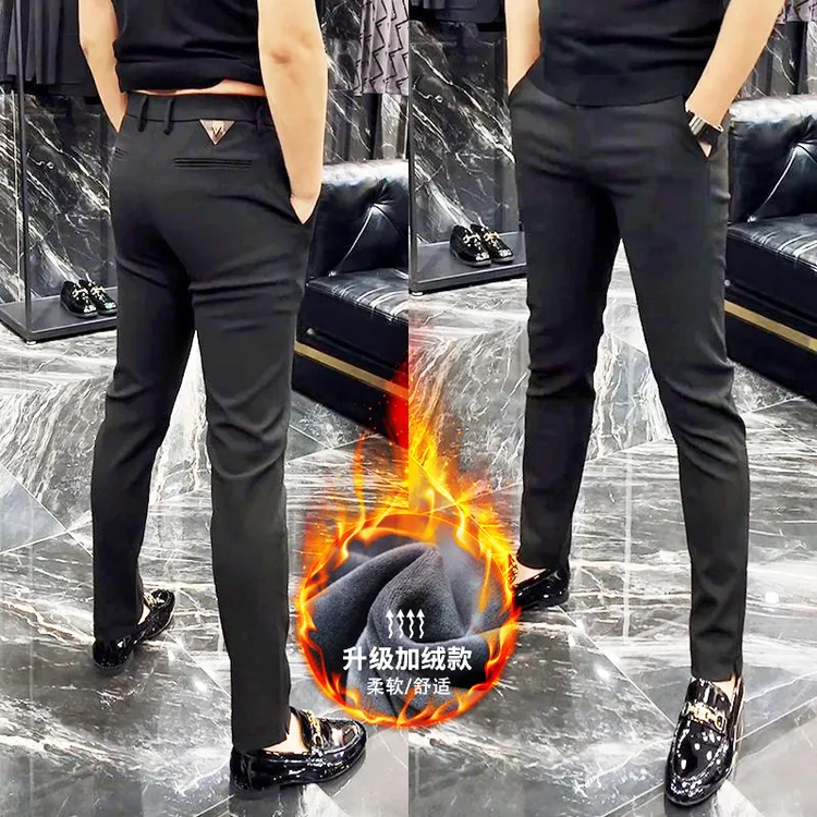 秋冬款欧货商务男士休闲裤高档简约爆款黑色百搭舒适修身小脚裤男