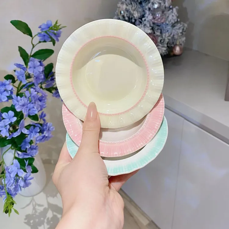 3个装4.3英寸陶瓷釉下彩奶油色耐高温蘸料碟味碟小吃收纳碟