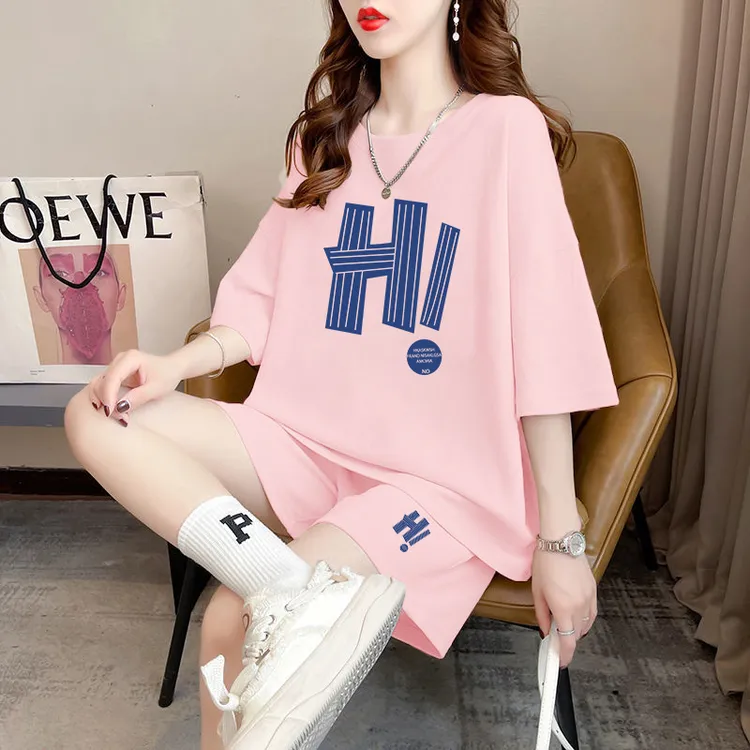2025夏季新款女休闲时尚运动服套装短袖短裤减龄两件套装洋气时髦